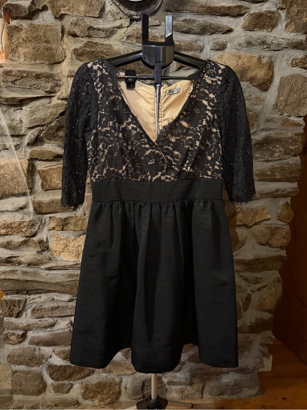 Black Lace Fit-and-Flare Dress - Eliza J